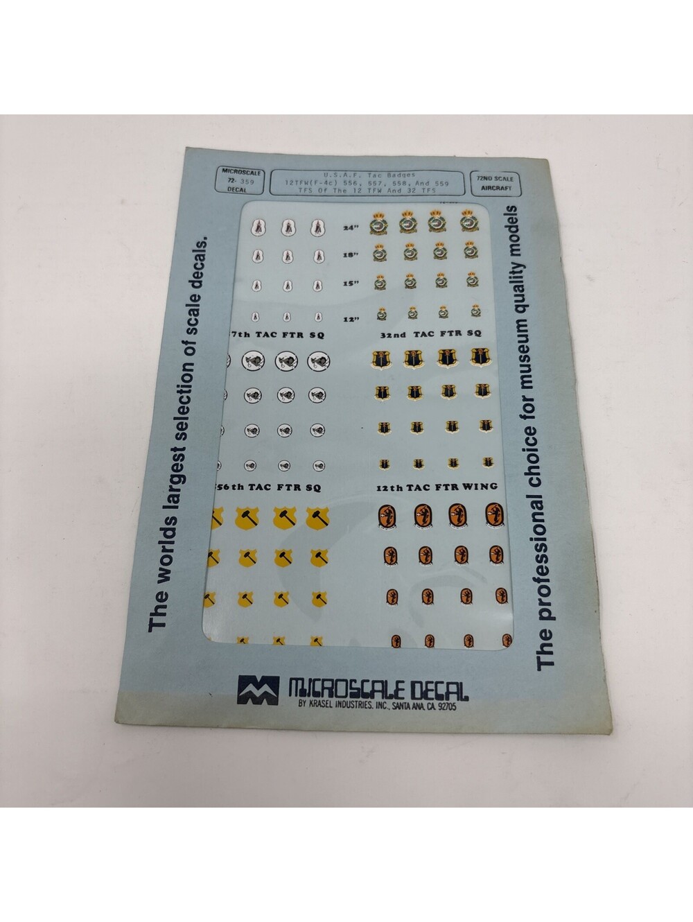 Microscale Decals 1/72 USAF TAC Badges (F-4C) 556 557 558 &559 TFS Of The 12TFW